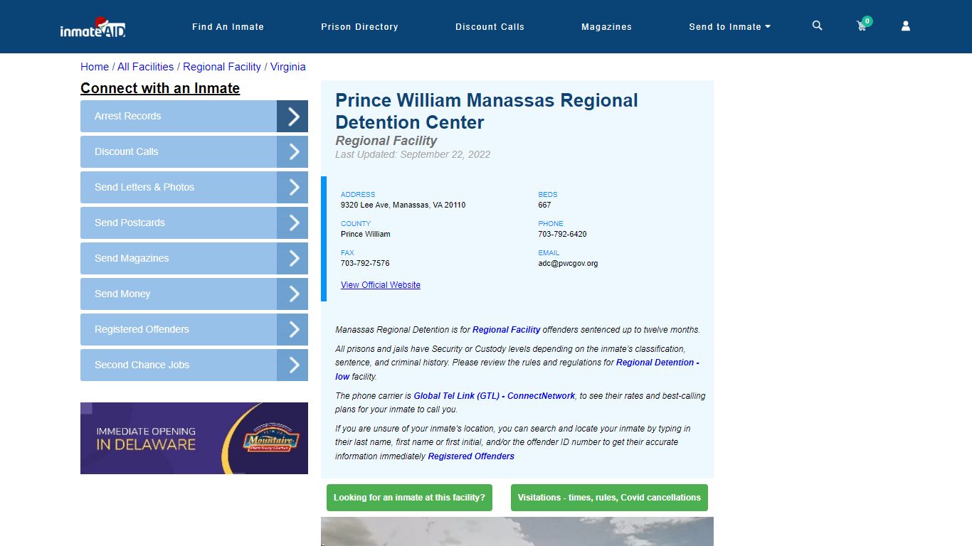 Prince William Manassas Regional Detention Center - Inmate Search ...